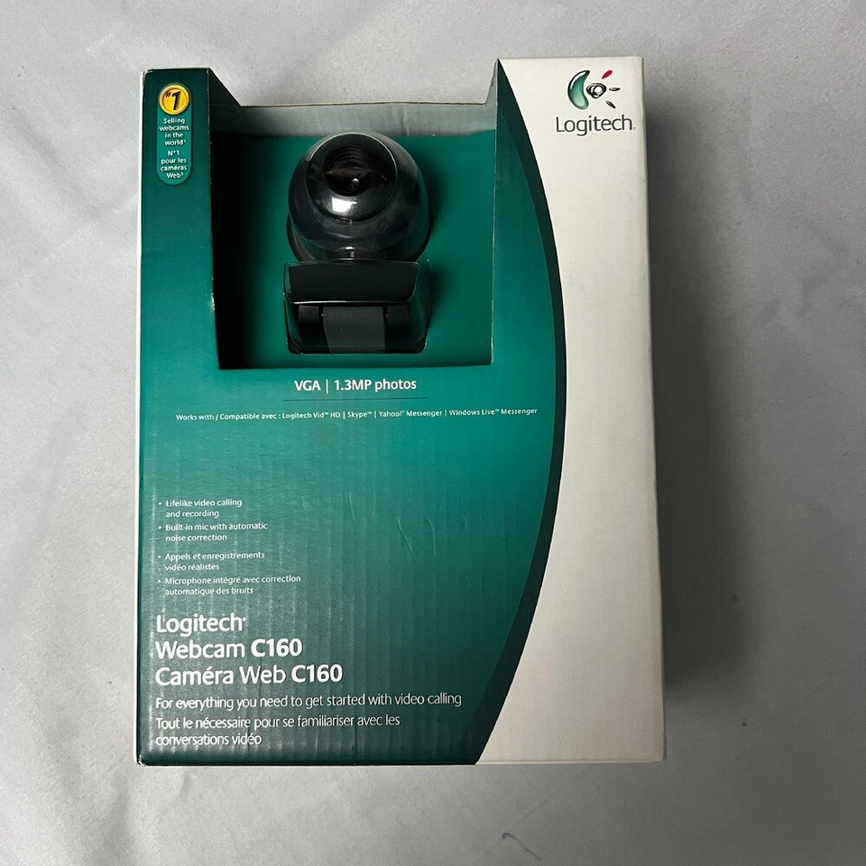 Logitech Webcam C160 VGA 1.3MP Photos Built-in Mic Noise Correction - Image 1 of 4