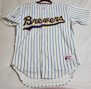 Authentic RAWLINGS 42 LARGE MILWAUKEE BREWERS VINTAGE Jersey 1980'S VERY RARE - Picture 1 of 4