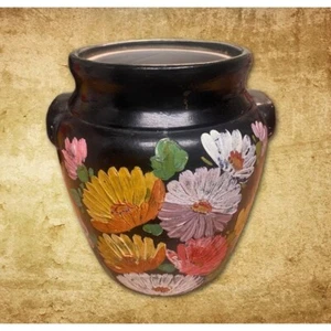 Vintage 1930s Ransburg Pottery Stoneware Crock Jar Hand-Painted Floral Ceramic V - Picture 1 of 10