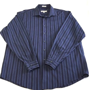Pronto Uomo Men's Blue & Black Striped Button Up Shirt Long Sleeves Size XL - Picture 1 of 8