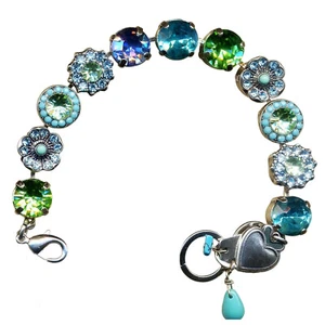 Bracelet By Mariana My Treasures Coll. Charming Turquoise and Aquamarine Swar... - Picture 1 of 5