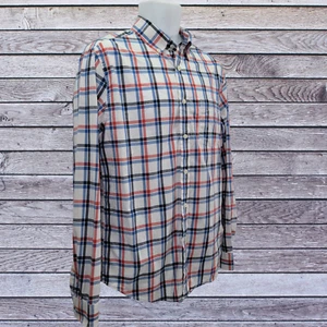 Merona Men's Medium Plaid Button-up Shirt Red/Blue Button-down Collar - Picture 1 of 7