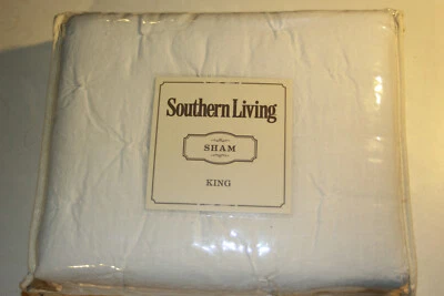 Southern Living HEIRLOOM LINEN Nueva Funda de Almohada Acolchada KING SHAM Lino Blanca Nueva en Paquete Foto 1 de 4