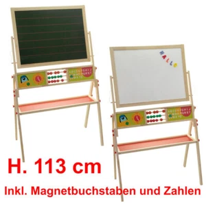 Kinder Standtafel 113 cm Holz magnetische Tafel Weiß & Grün mit Magnetbuchstaben - Picture 1 of 1