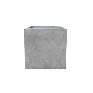 16 in. Tall Natural Concrete Lightweight Modern Square Outdoor Planter - Picture 1 of 7