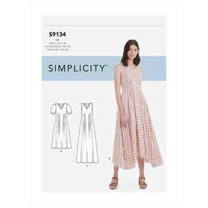 Simplicity Schnittmuster S9134 Misses' Released Plissee Kleid - Bild 1 von 6