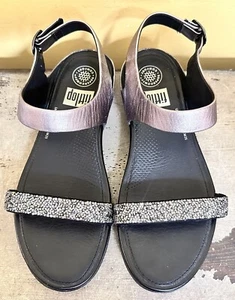 FitFlop Banda Micro Crystal Sandals Bronze Leather U.S. Size 8 Women’s - Picture 1 of 12