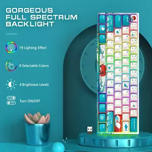 XVX M61 60% Mechanical Keyboard Wireless, 2.4G Gaming Coral Sea Gateron Red - Picture 1 of 3