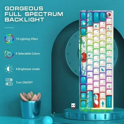 XVX M61 60% Mechanical Keyboard Wireless, 2.4G Gaming Coral Sea Gateron Red - Image 1 of 3