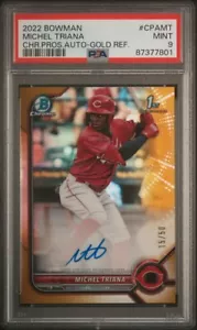 Michel Triana 2022 Bowman Chrome 1st Prospect Auto Gold /50 PSA 9 #CPA-MT Reds - Picture 1 of 2