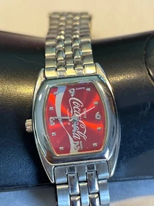 Coca Cola Quartz Watch red face &Silver -untested-unsure if works-Needs Battery - Picture 1 of 2