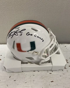 Carson Beck Miami Hurricanes signierter Riddell Speed Mini Helm Beckett mit Go Canes - Bild 1 von 2