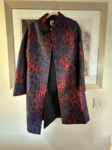Anne Klein jacquard coat NWT dressy Size 12 red purple print $199 - Picture 1 of 5