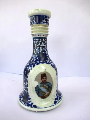 Antigua base de cachimba de porcelana persa del siglo XIX pintada que representa al príncipe persa "F Foto 1 de 4