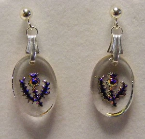 Heliotrope Thistle Oval Earrings and Small Pendant set - Picture 1 of 2