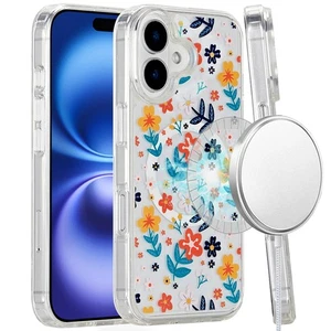 For iPhone 16 6.1inch Case Magnetic Circle Printed UV Design + Tempered Glass - Picture 1 of 18