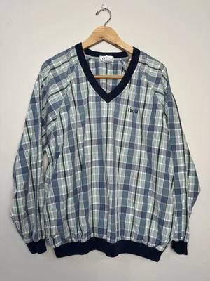 Chaqueta de Golf IZOD De Colección Para Hombres Mediana Cortavientos Manga Larga Suéter Pullover A Cuadros Foto 1 de 4