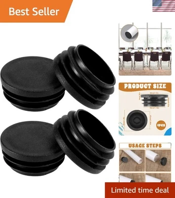 4 шт прочных черных круглых пластиковых заглушек для труб 1-1/2 дюйма и защиты пола - Изображение 1 из 4