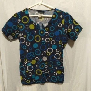 Cherokee Scrub Top Womens Sz Small Nurse Uniform Hospital Short Sleeve Blue - Picture 1 of 10