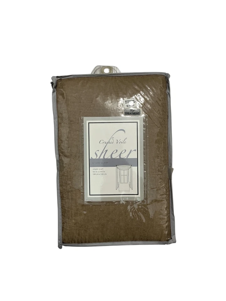 Cachecol de janela transparente Crushed Voile 6 jardas 55x216 bronzeado cama banho e além novo com etiquetas - Imagem 1 de 1