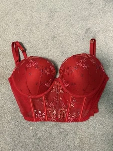 Victoria's Secret 34DD BH rot sehr sexy Push Up Longline Bügel gepolstert - Bild 1 von 3
