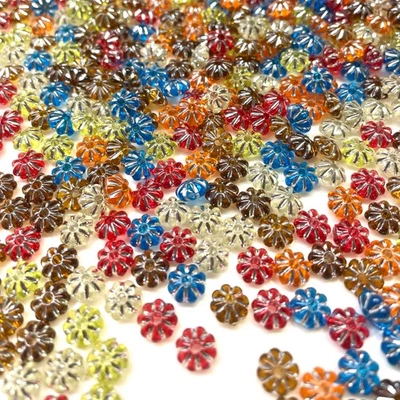 300pcs Silver Metal Enlaced Flower 6.5mm Multicolour Transparent Acrylic Beads - Image 1 of 4