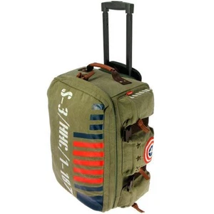 Vintage Army  Carry-On Flight Bag, Tourist Luggage -Soft Cabin Suitcase - Picture 1 of 9