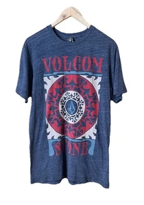 VOLCOM STONE T-Shirt Men's Large Blue Red Heather Logo Modern Fit Bold Logo - Picture 1 of 18