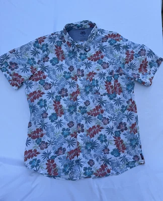 Izod Saltwater Hawaiian Shirt Mens XL Surf Car Floral Aloha Beach Island Vibes - Image 1 of 3