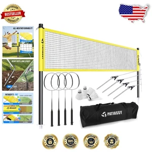 Ensemble de badminton tout-en-un : installation facile, comprend 4 raquettes et 4 volants en nylon - Photo 1/10