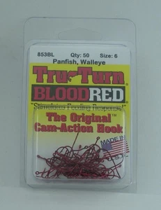 Tru Turn 853BL-6 Red Aberdeen Hook 50CT Size 6 - Picture 1 of 3