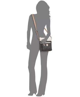 Giani Bernini Colorblock Pebble Crossbody Bag Women's Black/Ivory Adjustable~ - Image 1 of 4