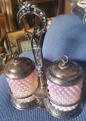 Rueda doble encurtido Victorian Duncan Miller Reed & Barton Pink Peach Opalesvent Foto 1 de 4