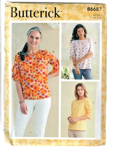 Misses Ruffle Pullover Top Butterick B6687 Sewing Pattern 3 Looks 16-22 Plus - Picture 1 of 4