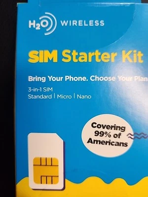 H20 Wireless SIM Starter Kit 3 In 1 SIM STANDARD MICRO NANO - Image 1 of 4