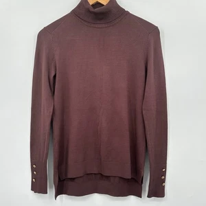 IMAN Global schicker Rollkragenpullover mit 3-Knopf Bündchen schokobraun Damen XS  - Bild 1 von 8