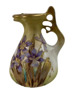 Antique RStK Art Nouveau Porcelain Ewer Pitcher With Gilded Floral Decoration - Picture 1 of 12