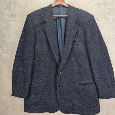 Vtg Perry Ellis Portfolio Mens Dark Gray Blazer 100% Wool 2 Button Size 48L USA - Image 1 of 4