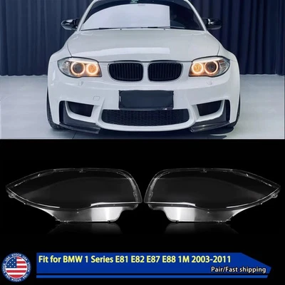 2xFront Headlight Lens Cover Replace For BMW 1 Series E81 E82 E87 E88 1M 03-2011 — 第 1/4 张图片