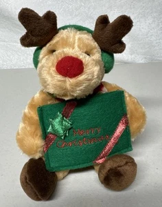 Plushland Merry Christmas Stuffed Plush Moose 8 Inches - Picture 1 of 3