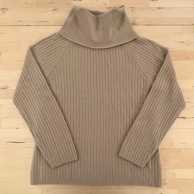 Vintage Lord & Taylor Sweater Women Large Brown Camel 2-Ply Cashmere Turtleneck - Image 1 of 4