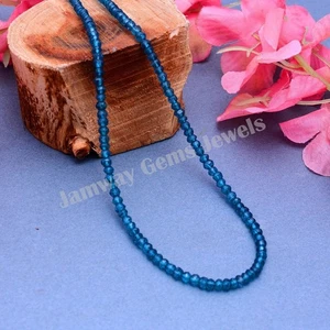 Natural London Blue Topaz Beads Necklace, 4mm London Blue Topaz Beads Jewelry - Picture 1 of 3