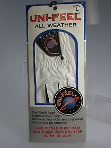 NUEVO Guante de Golf Uni-Feel All Weather Damas Izquierdo Grande Blanco con Cool Max (B485) - Imagen 1 de 1