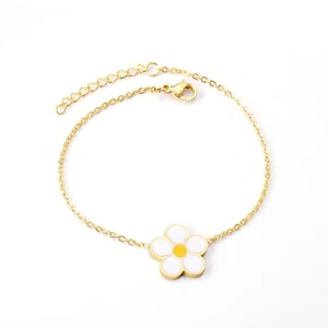 Gänseblümchenarmband, Gänseblümchengoldarmband, Gänseblümchenblumenarmband weiß, - Bild 1 von 2