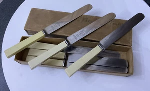 Vtg 6 X W.B.F&S Firth 23cm English Celluloid Handle Dinner Butter Knives Cutlery - Picture 1 of 8