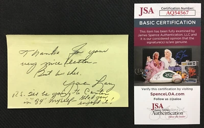 Yale Lary Signed Note JSA (Personalized) AUTO! HOF 1979 Detroit Lions #28 NFL! - Image 1 of 4