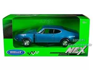 1968 OLDSMOBILE 442 BLU 1/24 MODELLINO AUTO PRESSOFUSO DI WELLY 24024 - Foto 1 di 1