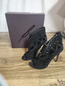 Brian Atwood Black Suede Heels Size 9 W Box Bflevens - Picture 1 of 8