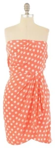 Paul & Joe Dress S Coral-Pink Polka Dot Draped Silk Strapless Tulip-Hem Mini - Bild 1 von 6