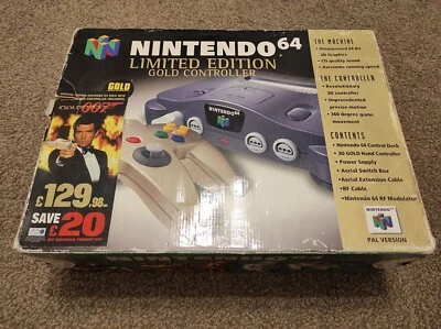 Nintendo 64 James Bond Limited Edition Konsole Gold Controller, OVP + 4 Spiele. - Bild 1 von 4